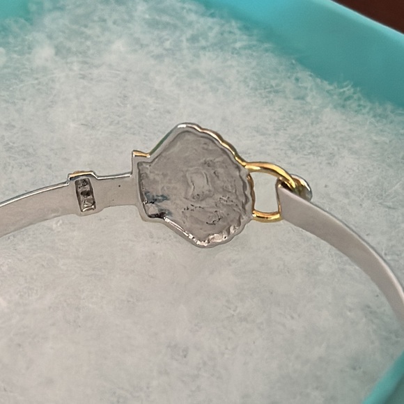 SS Gold Shell Ocean Theme Cuff Bracelet CZ Stones - Picture 6 of 8